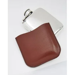 Black Leather Pouch 4oz Pocket Flasks